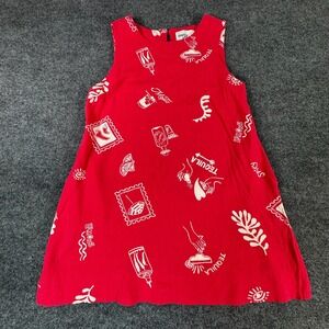 PAPER HEART Red White Fun Print A Line Dress Women Size M